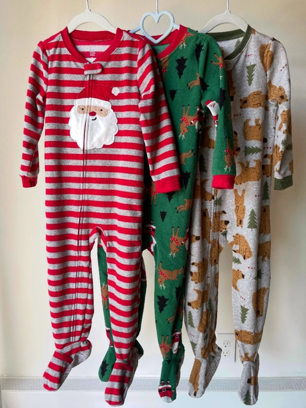 Boys Christmas Footed Pajamas Bundle Size 4 Carter’s 3-Pack